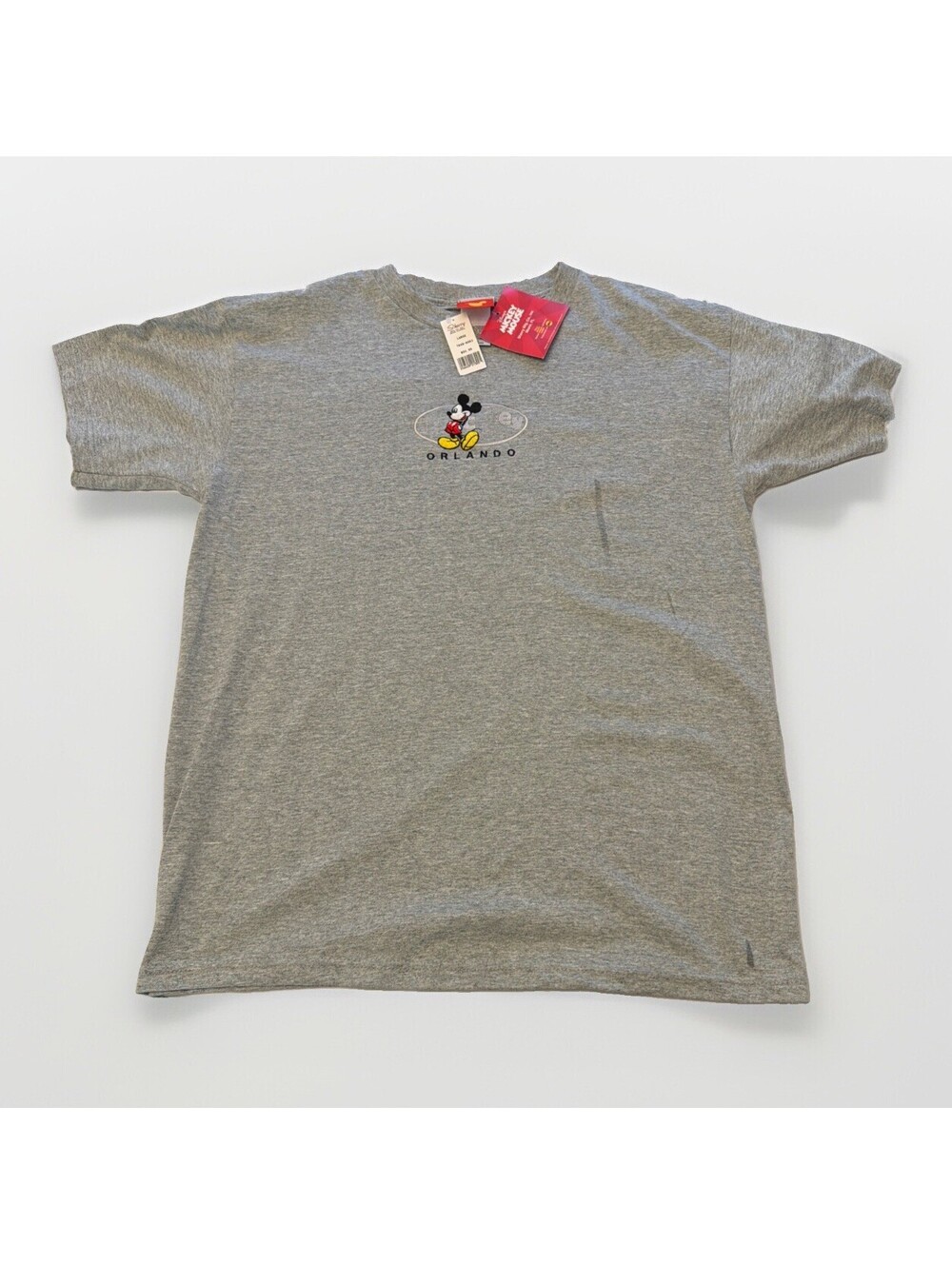 Vintage 90s Disneyland Resorts Gray Grey Shirt Size L Mickey Mouse Embroidered
